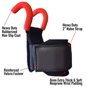 <b>Weight</b> Lifting Hooks with Wrist Support Outdoor Bodybuilding Adjustable Rubber Padded Comfort Professional Made IN Pakistan - Product Image 2