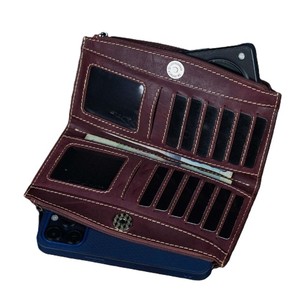 Vintage Camel Brown Crazy Horse Leather Multi Card Slot <b>Wallet</b> Phone Holder Pocket Zipper <b>Money</b> Clutch Organizer Pouch For Men - Product Image 6