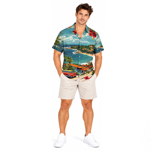 <b>Mens</b> Summer Vacation <b>Shirt</b> Horn Button Full Print Tropical Design Lightweight Polyester Quick Dry Breathable Casual <b>Beach</b> - Product Image 6