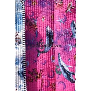 Handmade Eco-Friendly Women's Printed Reversible Quilted Cotton Bomber <b>Jacket</b> Patchwork Boho <b>Hippie</b> Style Breathable Stripe - Product Image 3