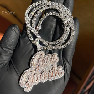 Collier Pendentif Personnalisé en Argent Sterling 925 avec Initiale Glacée et Moissanite, Style Hip Hop de Luxe - Product Image 3