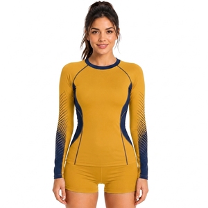 <b>Women</b> Long Sleeve Rash Guard Color Blocked Quick Dry Stretch <b>Swim</b> Top Quality Premium Style - Product Image 1