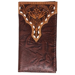 Portefeuille unisexe en cuir véritable pleine fleur RFID, design long bohème fait main, fermeture à rabat, pur, élégant, durable, idéal pour un cadeau 8x4x1 - Product Image 3