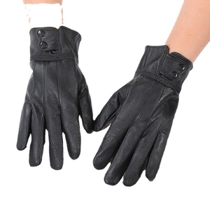 Gants de cyclisme en cuir de mouton pour homme, hiver, décontractés, résistants à l'usure, pour l'extérieur, avec doublure - Product Image 2