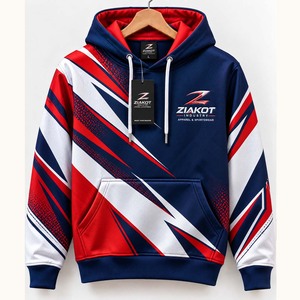 Wholesale Direct Ziakot Industry Custom Stitched <b>Navy</b> Red-White Sports Pullover <b>Sweatshirt</b> Hoodie - Product Image 1