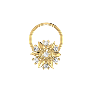 AJRETAIL Clou de nez en or 14 carats style pétale de fleur étincelant avec diamant de 0,06 ct - Product Image 1