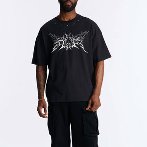 T-shirt personnalisé 100 % coton, coupe ample et épaisse, imprimé DTG, effet délavé soleil, délavé à l'acide, orné de strass, effet vieilli - Product Image 2