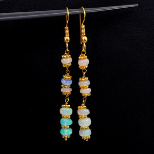 Ethiopian <b>Opal</b> Bead <b>Earrings</b>, 925 Silver & 14k Gold - Product Image 5