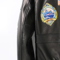 Blouson Aviateur Homme Top Gun 17 Badges en Polyester Col Montant Respirant Coupe-Vent Épais Style Hiver Urbain Patchwork