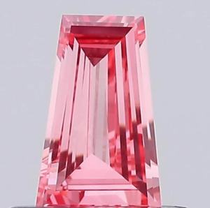 Diamante de color rosa intenso de fantasía, cultivado en laboratorio, 1.02CT, corte trapezoidal, suelto, CVD, pulido a mano, para anillos, para la fabricación de joyas. - Product Image 1