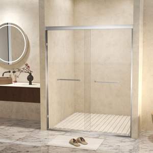50-54 \ "X 72 \" Double poignée coulissante en acier inoxydable Nickel brossé anti-déflagrant verre trempé porte de douche cadre en aluminium - Product Image 3