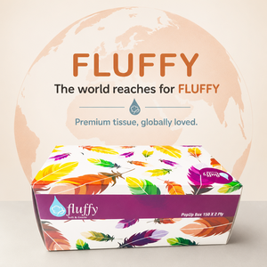 กระดาษทิชชูเนื้อนุ่ม FLUFFY Popup 2 ชั้น x 150 แผ่น-300 แผ่น ผลิตจากเยื่อไม้ ซึมซับดี สำหรับใช้ในบ้าน - Product Image 2