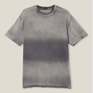 Camiseta de Manga Corta para Hombre, Cuello Redondo, Teñido Degradado, Tejido de Punto, Corte Holgado, Estilo Casual, Vintage, 100% Algodón - Product Image 2