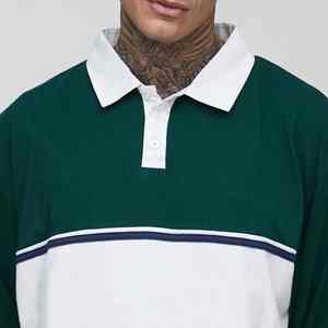 เสื้อรักบี้แขนยาวลายทางสำหรับผู้ชาย ผ้าฝ้าย สวมใส่สบาย ทรงคลาสสิก เหมาะสำหรับขายส่ง - Product Image 1