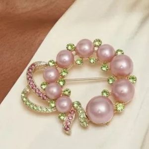 Broche de Perlas Rosas con Cinta de Diamantes de Imitación, Joyería de Moda para Mujer, Pin Decorativo Elegante, Accesorio para Ropa, Bolso, Regalo - Product Image 3