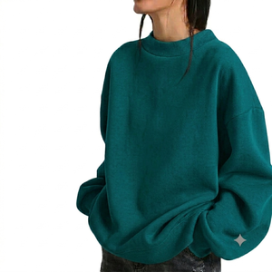 Sweat-shirt oversize à col montant pour femme, essentiel quotidien raffiné, en coton épais, coupe décontractée, commande en gros - Product Image 1