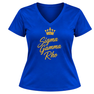 T-shirt d'entraînement athlétique personnalisé Sigma Gamma Rho pour femmes, col en V, manches courtes, haut de fitness pour sororité grecque, vente en gros de vêtements de sport - Product Image 1