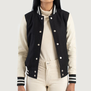 Chaqueta Varsity para Mujer de Color Sólido con Logotipo Personalizado, Diseño de Última Moda, Fabricada en Fábrica, Nueva Llegada, MOQ Bajo - Product Image 1
