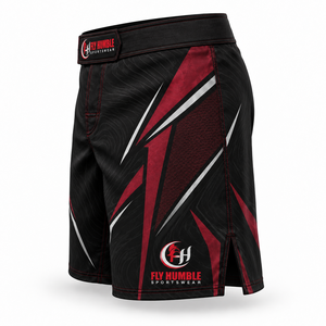Pantalones Cortos de MMA para Hombre Fly Humble, Negros y Rojos con Estampado por Sublimación, Absorben la Humedad, Ajuste Atlético, Ropa Deportiva, los Más Vendidos al por Mayor - Product Image 4