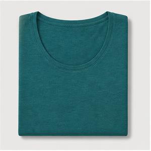 Camiseta ajustada de manga corta con cuello redondo color verde azulado para mujer WTS-0028 - Product Image 5