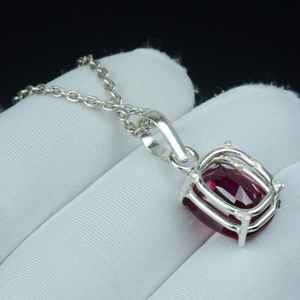 Pendentif en rubis rouge taille coussin 18 carats, en argent sterling 925, bijoux fins, cadeau tendance pour femme, collier en rubis - Product Image 4