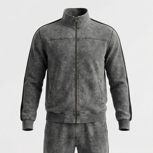 Chándal de invierno para hombre de algodón transpirable con lavado ácido, estampado personalizado, talla grande, con capucha, para correr, color personalizado - Product Image 1