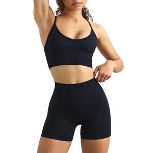 Wholesale Hot Sale Women Yoga Set Backless Padded Sports Bra and Shorts Fitness Gym Workout Seamless Activewear Two Piece Outfit - Product Image 1