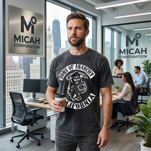 Camiseta Gráfica Vintage para Hombre Sons of Anarchy, Lavado Ácido, Algodón Negro, Estilo Biker, Reaper California Samcro, Micah Corporation - Product Image 3