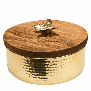 Gold Textured Wooden Chocolate <b>Box</b> <b>Set</b> Handcrafted with Knob Accents Elegant Serve Ware Home & Wedding Decor - Product Image 5