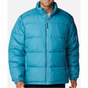 Unisex Puffer Jacket OEM Custom <b>Warm</b> Hooded Front Patchwork Stand <b>Waterproof</b> Breathable High Street Style Winter Casual Quilted - Product Image 1