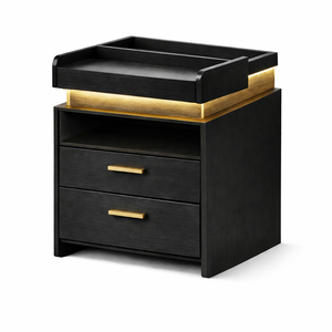 Mesita de Noche Inteligente con Estación de Carga, Puertos USB y Tipo-C, Cargador Inalámbrico, Luz LED y Cajón Oculto con Cerradura - Product Image 1