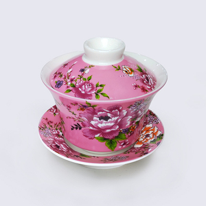 ชุดน้ำชาเซรามิกจีนสีชมพูแบบวินเทจพิมพ์ลาย Shin Tai Yuan - Product Image 1