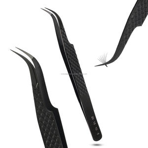 Professional Fiber Tip Lash Tweezers Set 90° Eyelash Extension Tweezers Stainless Steel Volume Lash <b>Tool</b> - Product Image 1
