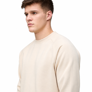 Sweat-shirt à col rond pour homme, coupe classique, couleur unie, tricot en coton, style minimaliste, vêtement d'automne - Product Image 3