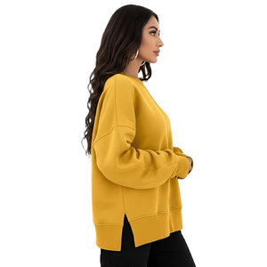 Solid Yellow Manufacturer OEM/ODM Tie dye Crewneck Wholesale Relaxed Fit French Terry Custom Lettering Available Women's Hoodies - Product Image 4
