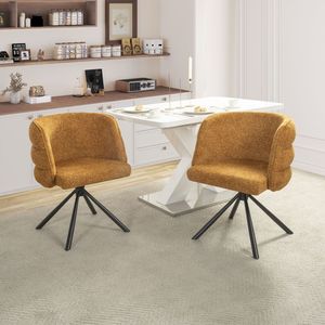 Set di 2 Sedie da Pranzo Moderne Girevoli a 270 Gradi, Sedie da Ufficio Imbottite con Base in Metallo per Camera da Letto e Soggiorno - Product Image 3