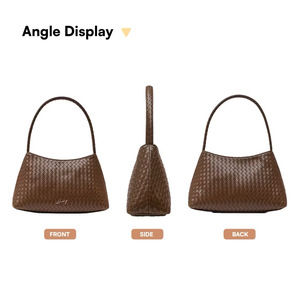 Sac à main Hody pour femme en microfibre tissée et cuir synthétique, motif losanges, fermeture éclair moyenne, élégant, à suspendre, pour usage quotidien - Product Image 1