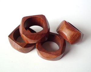 Ensemble de 4 anneaux de serviette en bois écologiques, faits à la main, de luxe moderne, pour la table, support de serviette pour mariage, prix de gros - Product Image 2