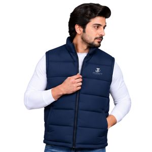<b>Navy</b> <b>Blue</b> <b>Mens</b> Puffer Vest Sleeveless Quilted Winter <b>Gilet</b> Full Zip Stand Collar Warm Padded Casual Outdoor Jacket With Pocket - Product Image 3