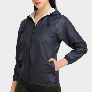 OEM Custom Womens Hooded Waterproof Windbreaker <b>Jacket</b> Sweat-Enhancing Lightweight Eco-Friendly Memory Fabric Gym <b>Workout</b> - Product Image 1