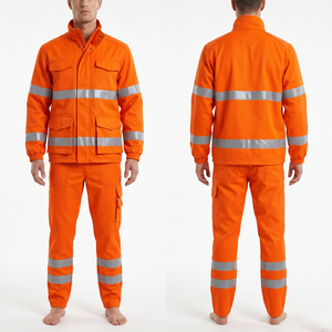 เสื้อแจ็คเก็ตทำงานแบบสะท้อนแสงสีส้ม 300 GSM ผ้าโพลีเอสเตอร์คอตตอนพรีเมียม พร้อมแถบสะท้อนแสงและออกแบบโลโก้ตามสั่ง - Product Image 3