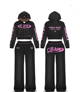 Custom Logo Tracksuits 2 Pieces Women <b>Set</b> Waffle <b>Knit</b> Autumn Cotton Hoodie Flared Pants Waffle <b>Knit</b> Sweatsuits <b>Set</b> for Women - Product Image 1
