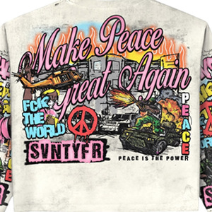 Make Peace Great Again Printed <b>Long</b> <b>Sleeve</b> T-<b>Shirt</b> <b>Men</b> Streetwear O-Neck Knitted Cotton Regular Fit - Product Image 5