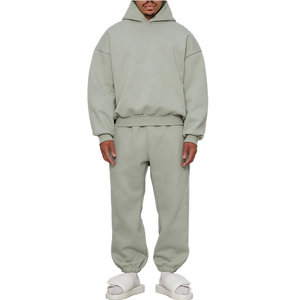 Custom Blank 500GSM Heavyweight Boxy Hoodie Tracksuit Cotton Oversized Hip Hop Hoodie and <b>Sweatpants</b> <b>Set</b> Manufacturer - Product Image 1