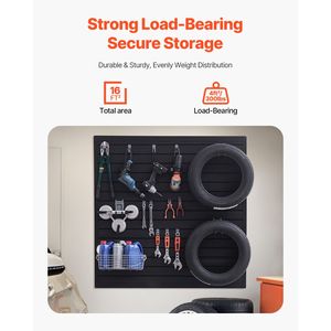 Pannelli Slatwall in PVC Nero Facili da Installare 4 X 4 Piedi Design Modulare Regolabile con Pratiche Funzionalità di Scaffalatura - Product Image 2