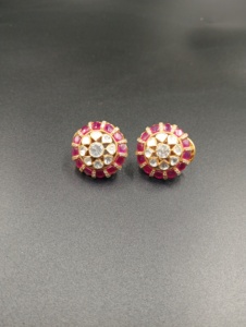 Boucles d'oreilles Amaira Jewels en argent 925 plaqué or, zircon, pierres doublettes roses, forme ovale, fleurs, clous mignons, pour mariage, femme, 0,1m - Product Image 6