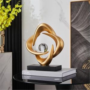 Sculpture d'art abstrait en métal doré de luxe en gros, ornement de table moderne minimaliste, décoration de bureau, design d'intérieur, accents hôteliers - Product Image 1