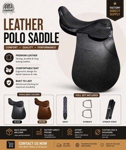 Nuevo diseño de silla de montar Polo de cuero genuino, silla de montar inglesa, juego completo con correas de estribo de hierro y cincha, venta al por mayor - Product Image 4