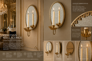 Grand European Venetian Baroque Luxury <b>Wall</b> <b>Sconce</b> Ornate Decorative <b>Wall</b> <b>Light</b> with Elaborate Mirror Detailing, Premium Brass F - Product Image 6