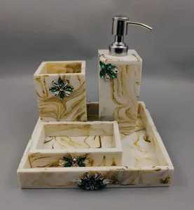 Modern Resin Bathroom Accessory Set Blue Marble Soap Dispenser Toothbrush Holder Soap Dish <b>Vanity</b> Tray Washroom Hotel Home - Product Image 3